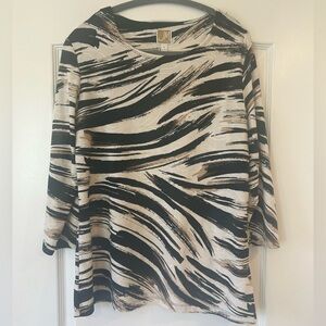 EUC JM Collection Jacquard Pullover 3/4 Sleeve Blouse